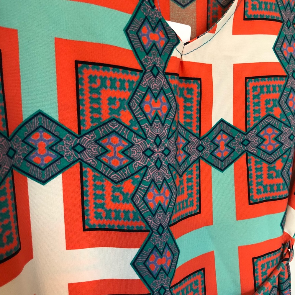 NWT Turquoise and Orange Print Dress - Picture 4 of 6